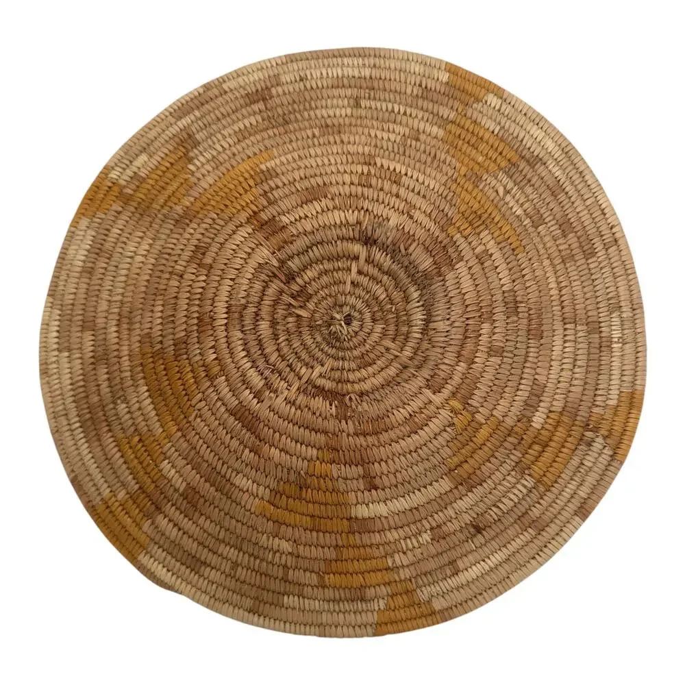 Vintage Papago Southwestern Handmade Two-Tone Basket 11”